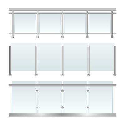 Glass railing set vector design illustration isolated on white background