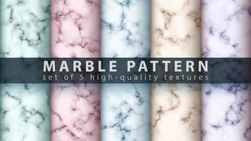 Marble texture pattern background set vector