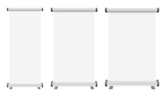 Ilustración de diseño de vector de banner enrollable en blanco aislado sobre fondo blanco