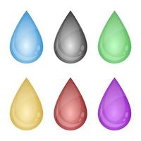 Ilustración de diseño de vector de conjunto de gota de líquido de color aislado sobre fondo blanco