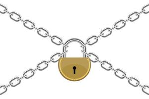Padlock with chain vector design illustration isolated on white background