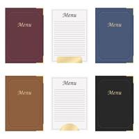 Ilustración de diseño de vector de libro de menú de restaurante aislado sobre fondo blanco