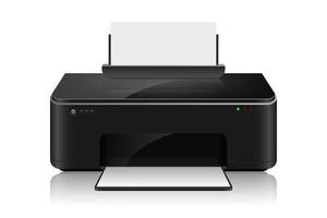 Ilustración de diseño de vector de impresora de inyección de tinta realista isoalted sobre fondo blanco