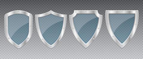 Ilustración de diseño de vector de escudo metálico de protección aislado sobre fondo