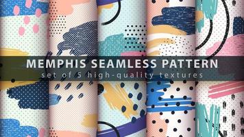 Memphis style seamless pattern background set vector