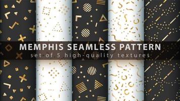 Memphis style seamless pattern background set vector