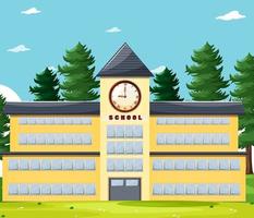 Empty scene with school building in nature vector