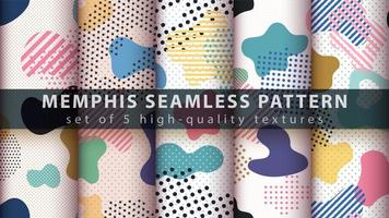 Memphis style seamless pattern background set vector