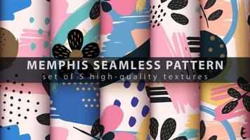 Memphis style seamless pattern background set vector