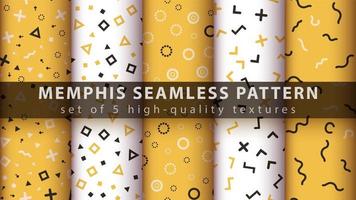 Memphis style seamless pattern background set vector