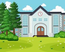 Empty scene with school building in nature vector