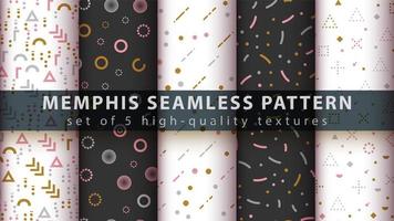 Memphis style seamless pattern background set vector