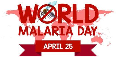 World Malaria Day logo or banner with mosquito sign vector