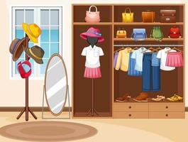 Interior design of dressing room background vector