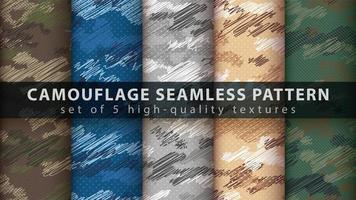 Camouflage military seamless pattern background set vector