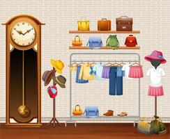 Interior design of dressing room background vector