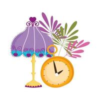 lamp clock time decoration leaves nature vector