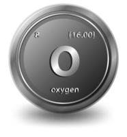 Oxygen chemical element. Chemical symbol with atomic number and atomic mass. vector