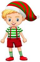 Cute boy in christmas costume cartoon character vector