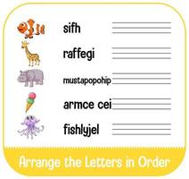 Arrange the letters in order with pictures vector