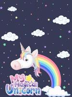 Cute unicorn banner on pastel background color vector