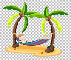 Boy relaxing on the hammock vector