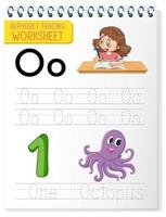 Alphabet tracing worksheet with letter O and o vector