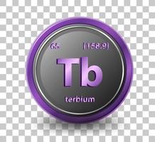 Terbium chemical element. Chemical symbol with atomic number and atomic mass. vector