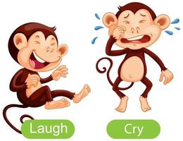 Opposite words with laugh and cry vector