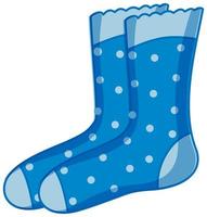 Blue polka dots socks cartoon style isolated on white background vector