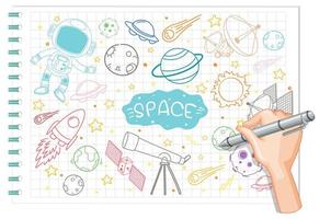 Hand drawing space element doodle on paper vector