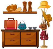 Outfit accessories object display on white background vector