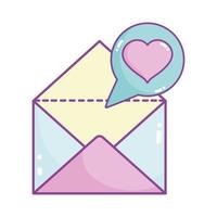 happy valentines day, envelope letter message love heart speech bubble vector