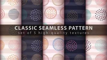 Set of modern seamless pattern background with abstract round shapes vector