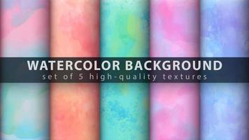 Colorful watercolor texture background set vector