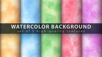 Colorful watercolor texture background set vector