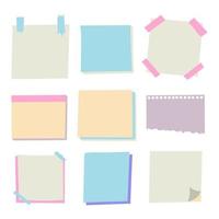 Set of different vector note papers.