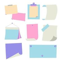 hojas de papel de nota de diferentes colores vector