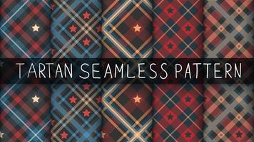 Tartan star seamless pattern background set vector