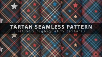 Tartan star seamless pattern background set