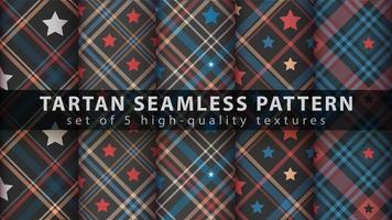 Tartan star seamless pattern background set vector