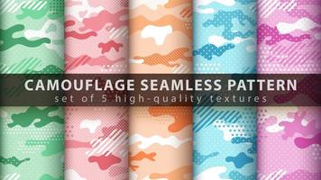 Set pixel camouflage military seamless pattern background