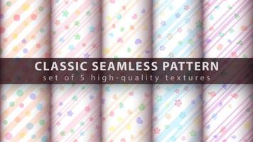 Cute delicate seamless pattern background set with lines vector