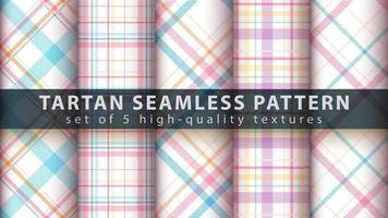 Set of classic tartan seamless pattern background vector