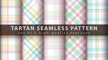 Set of classic tartan seamless pattern background vector