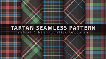 Set of classic tartan seamless pattern background vector