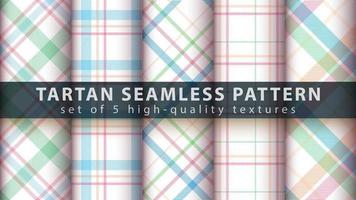 Set of classic tartan seamless pattern background vector