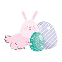 happy easter adorable bunny with eggs decoration cartoon vector