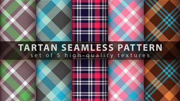 Set of classic tartan seamless pattern background vector