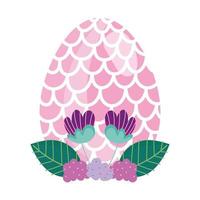 happy easter egg decorated with shape of fish scales flowers